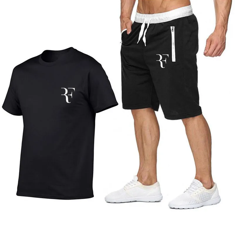 Летние Короткие комплекты мужские повседневные костюмы спортивный костюм Roger