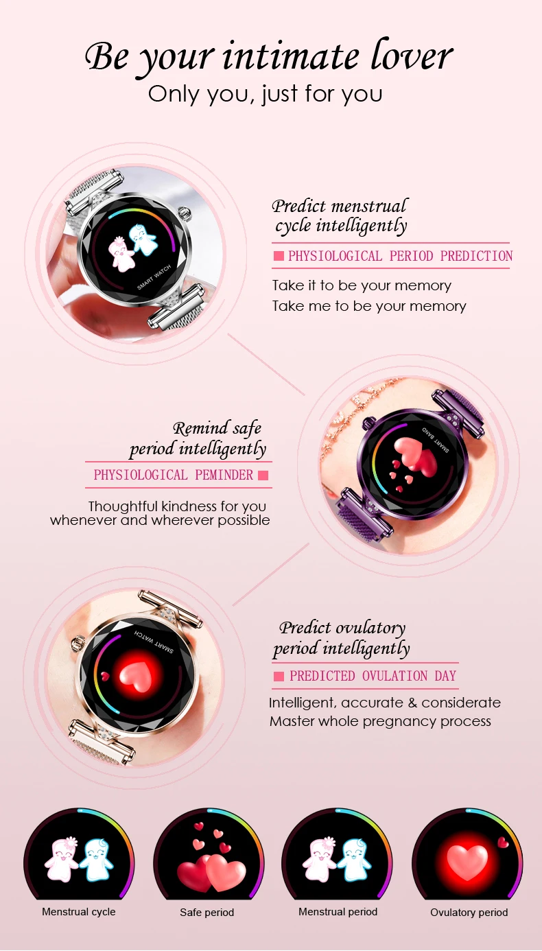 Женские Смарт часы с шагомером пульсометром артериальным давлением