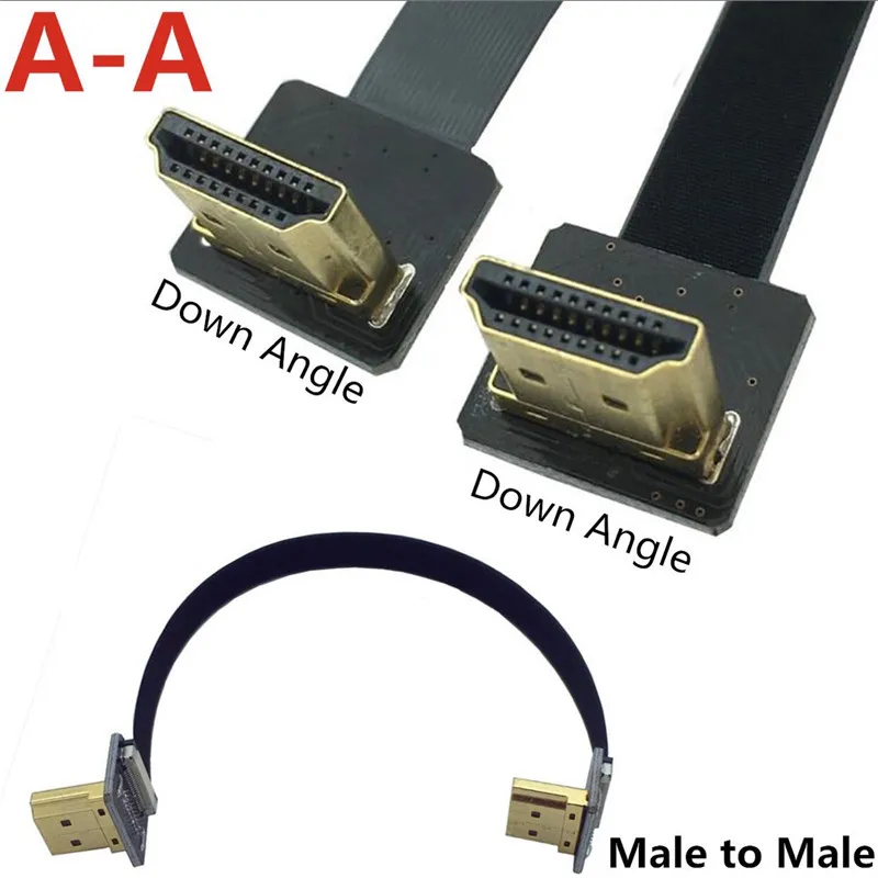

Dual Down Angled 90 Degree FPV HDMI-compatible Type A Male to Male HDTV FPC Flat Cable for Multicopter Aerial Photography