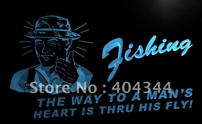 

LK014- Fishing The Way to a Man's Heart Fly Light Sign home decor crafts