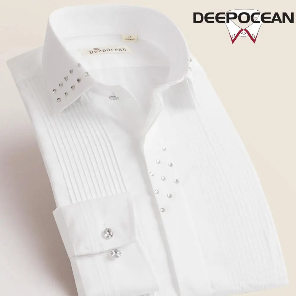 DDX55543L Deepocean Брендовые мужские рубашки, одноцветные винтажные Модные мужские топы, Длинные облегающие рубашки, Новые повседневные хлопковые рубашки Camisa Masculina X55545L - Цвет: DDX55543L