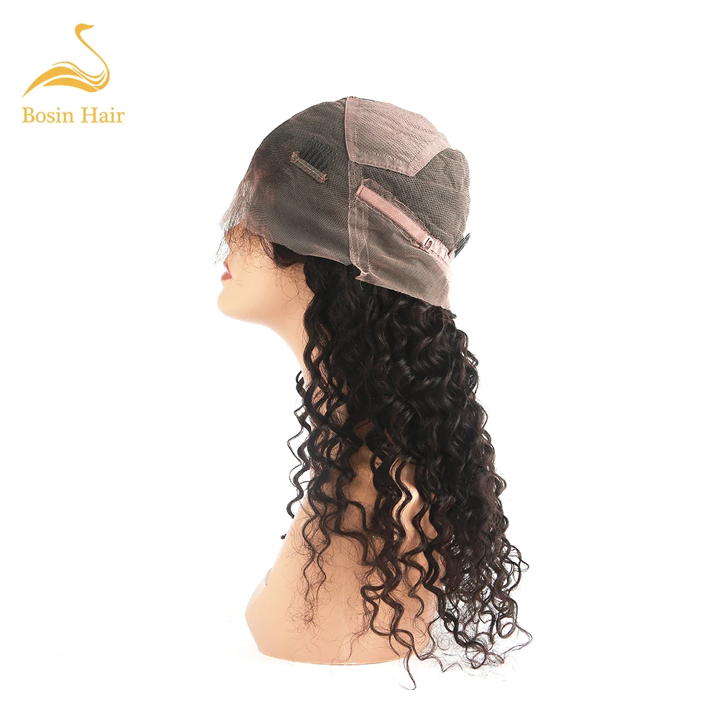 Bosin натуральные черные бразильские человеческие волосы Remy парик на полной сетке