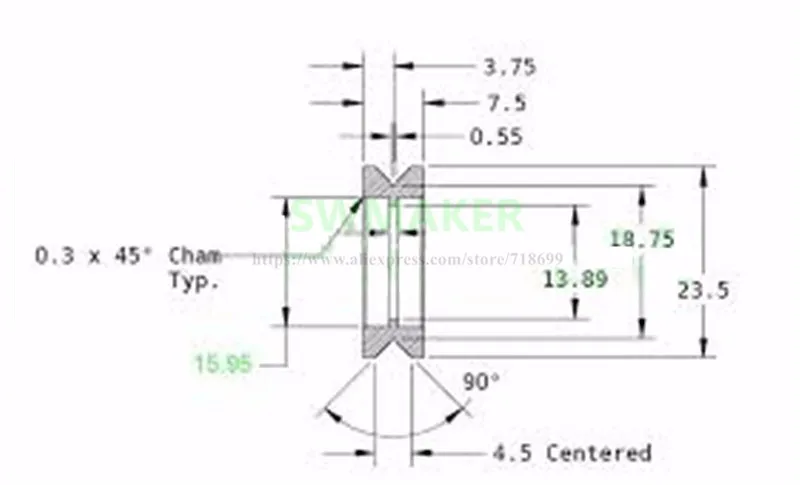 SWMAKER 10 шт. Твердые V Delrin колеса 5 мм отверстие для Rail слот алюминия линейный