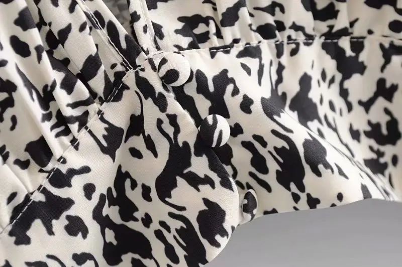 

Springtime new style European and American style leopard print puff sleeve kimono shirt