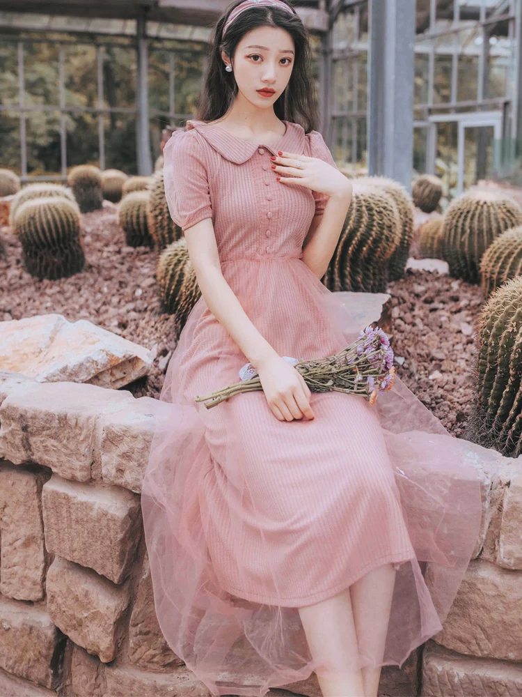 Новинка 2019 модное женское платье летние платья с воротником Питера Пэна | Женская