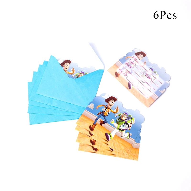 Invitation card x 6 Из мультика «История игрушек» древесный Базз Лайтер декоративная бумага для вечеринок чашка тарелка шляпа шары для детей день рождения поставки MG04 - Color: Invitation card x 6