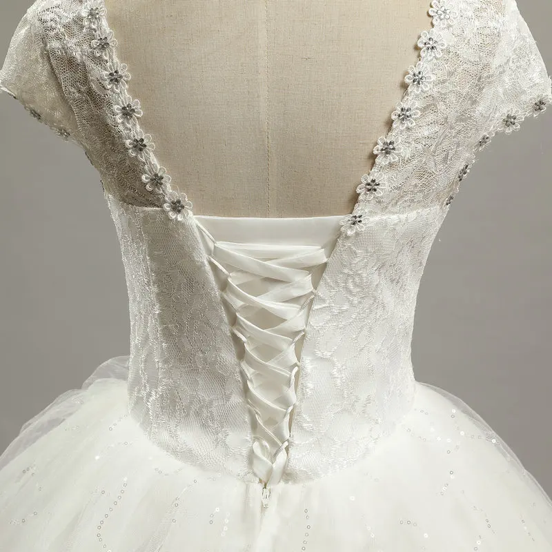 Elegant Cheap Crystal Bridal Dresses Fashion Short Bride Gowns Plus Size Vestido De Noiva ball wedding dresses with sleeve