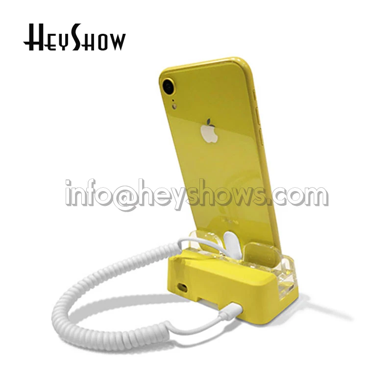 Yellow Apple 2 порта зашита мобильного телефона акриловая подставка для мобильного телефона Противоугонный держатель синий смартфон дисплей сигнализация для магазина Apple - Цвет: Yellow Apple