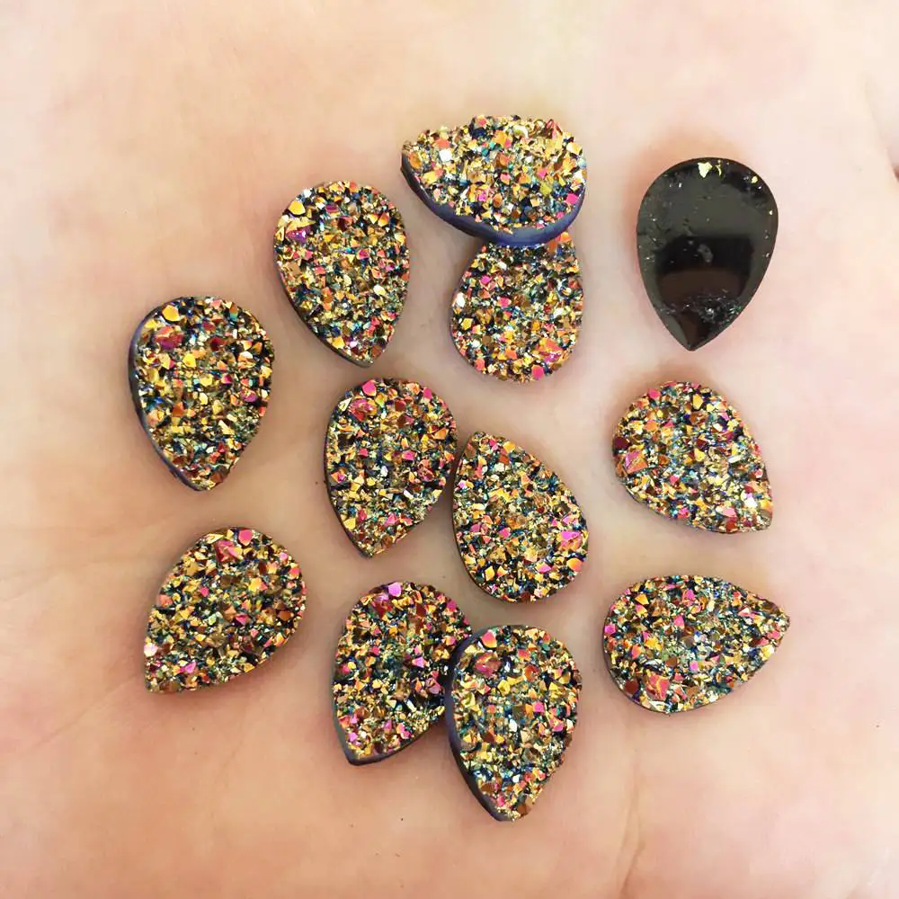 50 шт. блестящие полимерные узоры из смолы AB 10*14 мм с неравномерной поверхностью