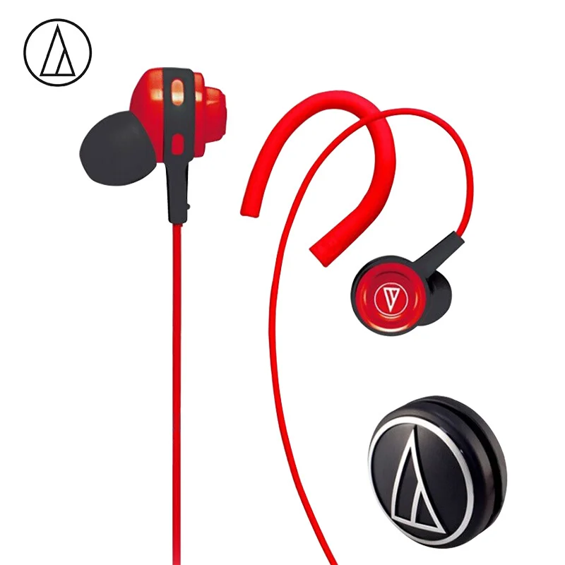 red Оригинальные наушники Audio-Technica ATH-COR150, проводные наушники, спортивные наушники-вкладыши, регулируемые наушники с защитой от пота - Цвет: red