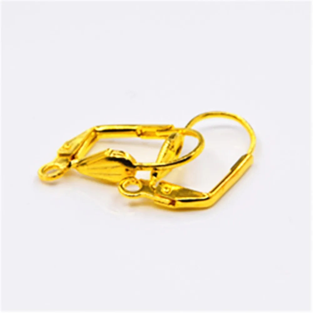

Free Je Good Quality 50pcs Yellow Gold Plated Flexible Hook Earrings Ear wires Woman Jewelry Lever Back Accessory Findings FJ-01
