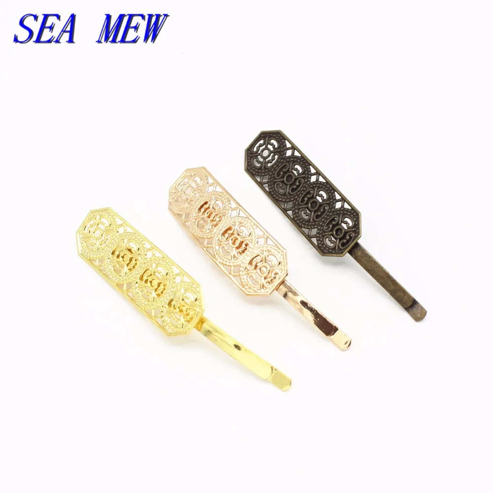 SEA MEW 10 шт. 15*47 мм пустотелые цветы заколки Основа 6 видов цветов покрытие шпилька