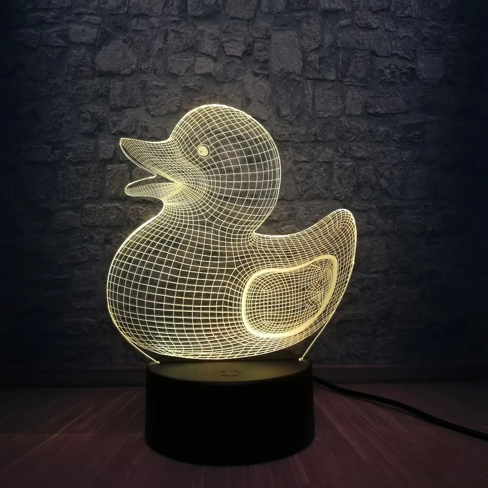 Милый кавайный животный Желтая Утка 3D USB СВЕТОДИОДНЫЙ светильник креативные