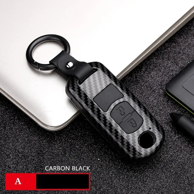 2Button carbonblack Углеродное волокно, АБС-пластик, Автомобильный Дистанционный ключ чехол Fob чехол для Mazda 2 3 6 Atenza Axela CX-5 CX5 CX 5 CX-7 CX-9 Smart - Название цвета: 2Button carbonblack
