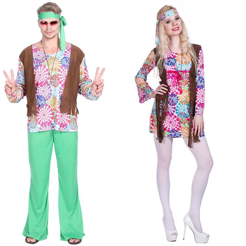 Взрослый Для женщин для мужчин в стиле ретро с цветочным узором Hippie Peace и любовь