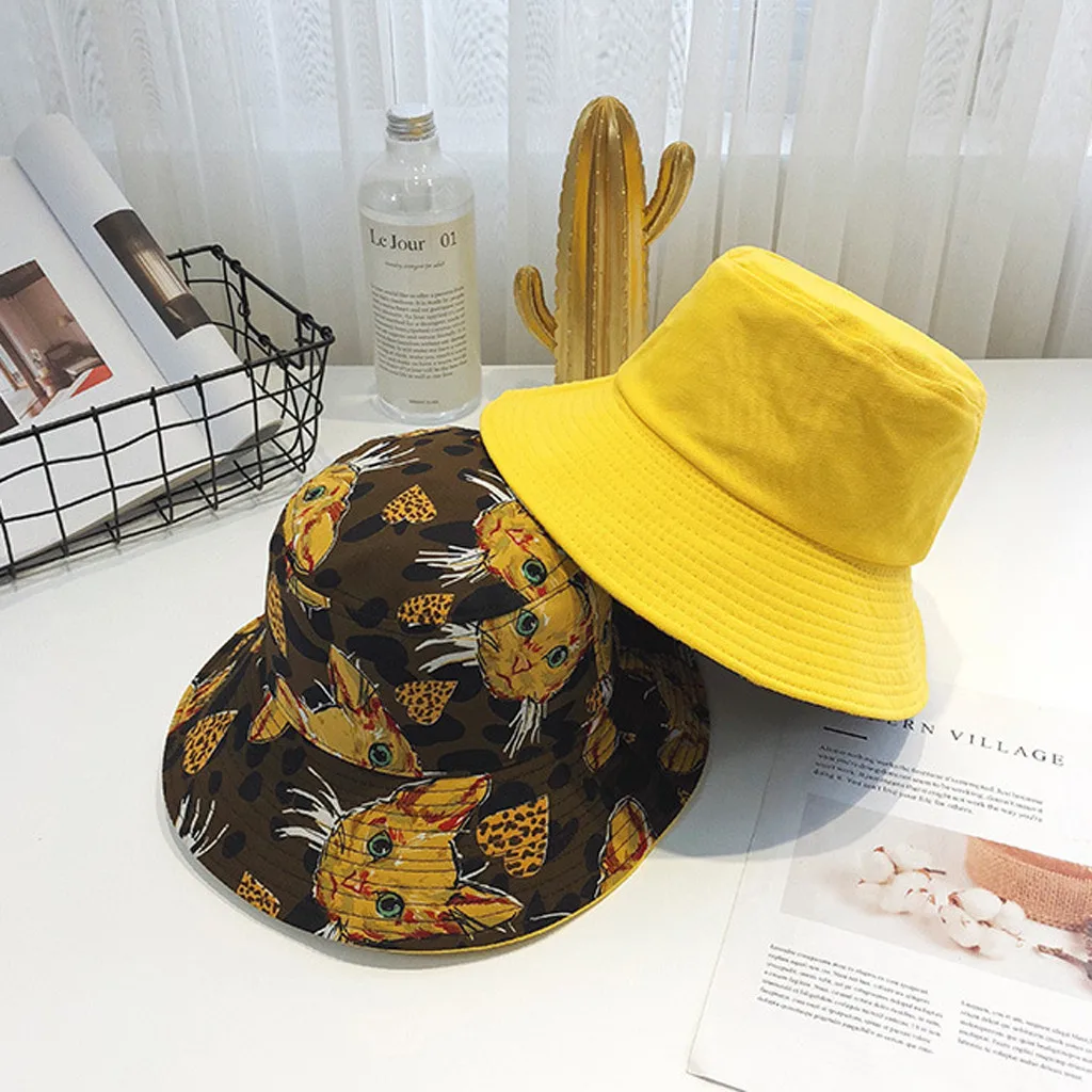Sun Hats For Men Women Printing Double-sided Wearing Visor Travel Folding Basin fishing Hat Summer Chapeau Femme Gorra Hombre