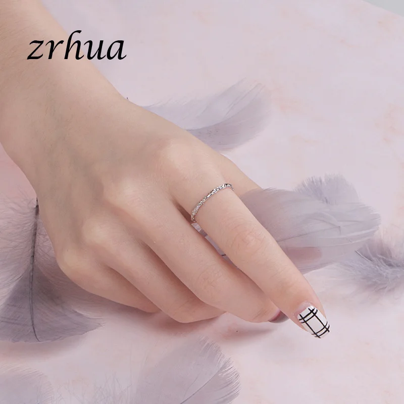 simple ZRHUA одежда высшего качества кольца из стерлингового серебра 925 для женщин Свадебные обручение аксессуары фианит ювелирные изделия большая акция - Цвет основного камня: simple