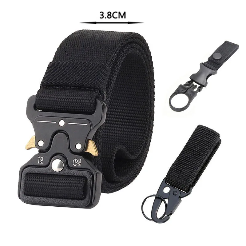 3.8CM Belt 2 hook Тактический ремень нейлоновый ремень в стиле милитари армейский мужской стиль джинсовый ремень широкий утолщенный открытый охотничий поясной ремень холст Ceinture Homme - Цвет: 3.8CM Belt 2 hook