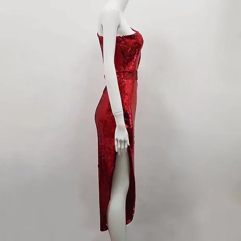 Роскошное сексуальное красное женское платье с одним рукавом 2017 вязаное