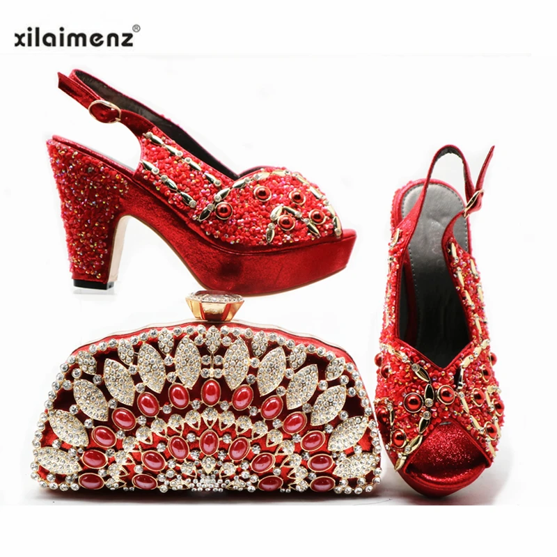 Новинка 2019 стильный итальянский Женский комплект из туфель и сумочки