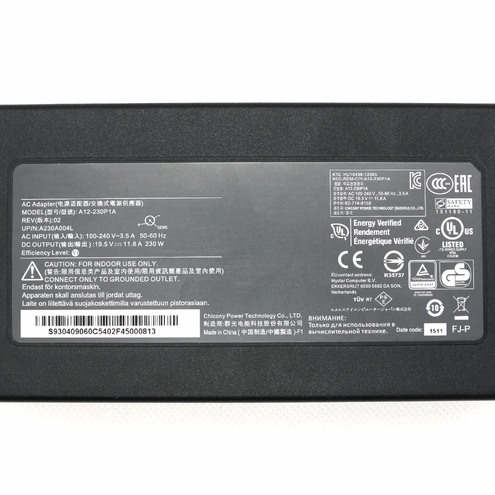 Натуральная 19 5 V 11.8A 230 Вт 7 4*5 0 мм ноутбук адаптер переменного тока для Acer G9-791-78E2