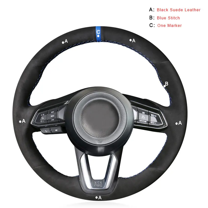Suede Leather Оплетка автомобиля на крышке рулевого колеса для Mazda 3 Axela Mazda 6 Atenza CX-3- CX-5- CX-9 для Toyota Yaris - Название цвета: Suede Leather