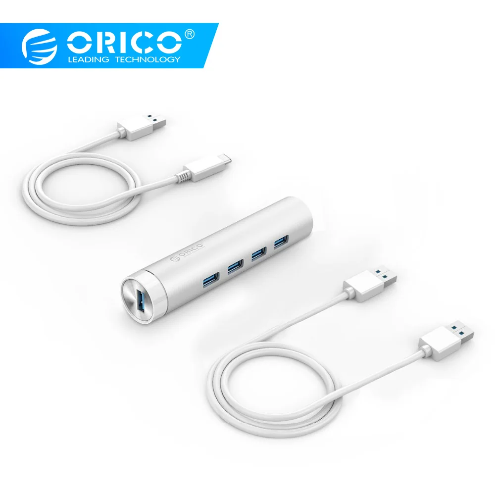 ORICO USB C концентратор 4 порта USB3.0 концентратор Расширенный Тип C концентратор с кабелем типа C и кабелем типа A для Mac/Windows/Linux