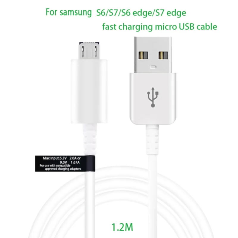 Кабель Micro USB для Samsung Galaxy S6 S7 Edge быстрое зарядное устройство 1 2 м А быстрая зарядка