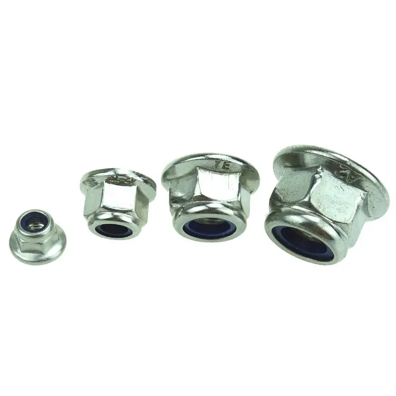 M4/M5/M6/M8/M10/M12 304 Шестигранная нейлоновая противоскользящая гайка из нержавеющей стали с шестигранным фланцем