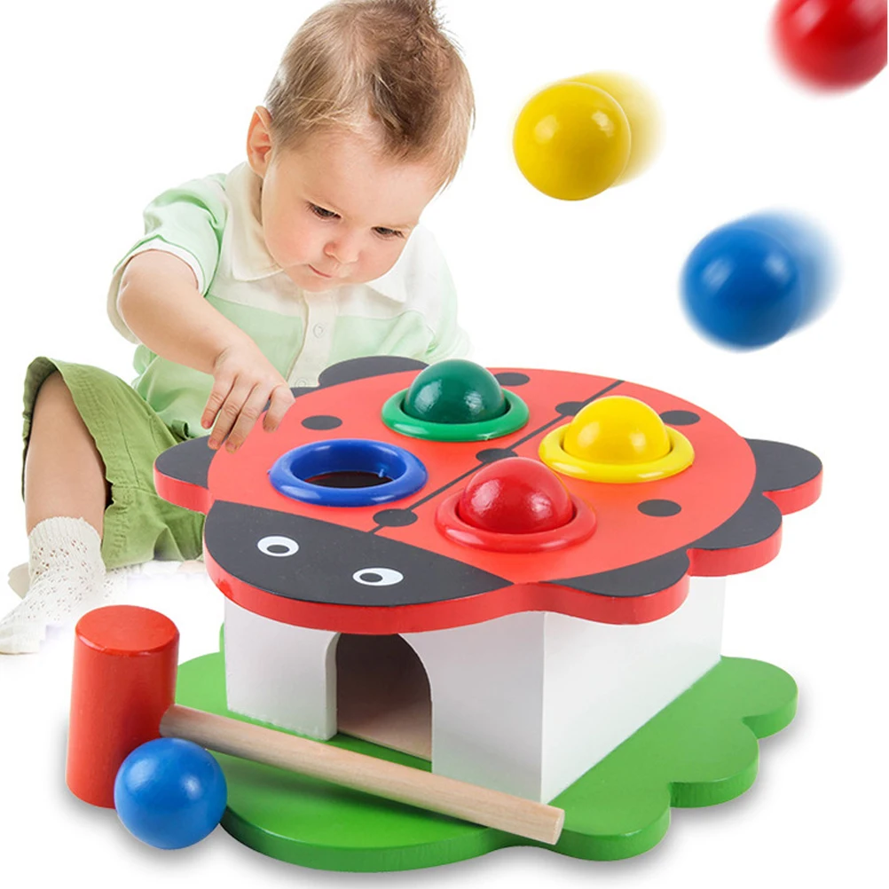 Детские развивающие игрушки деревянная милая Клубника жук молотковые шарики