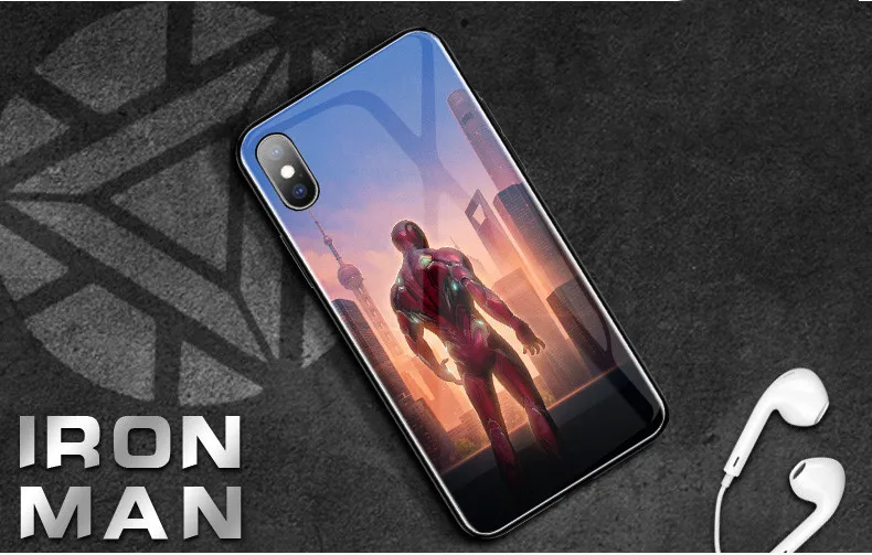 Marvel Coque роскошный стеклянный чехол для телефона Железный человек Америка Капитан силиконовый чехол для iPhone 6 6s 7 8 Plus X XS Max XR Мстители Funda