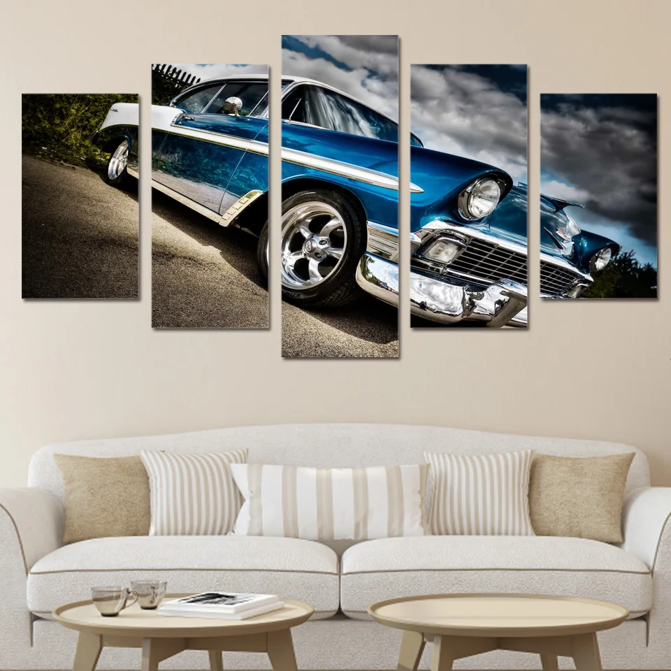 Модульные картины настенный плакат с HD-печатью 5 шт. автомобиль Chevrolet Bel Air Картина