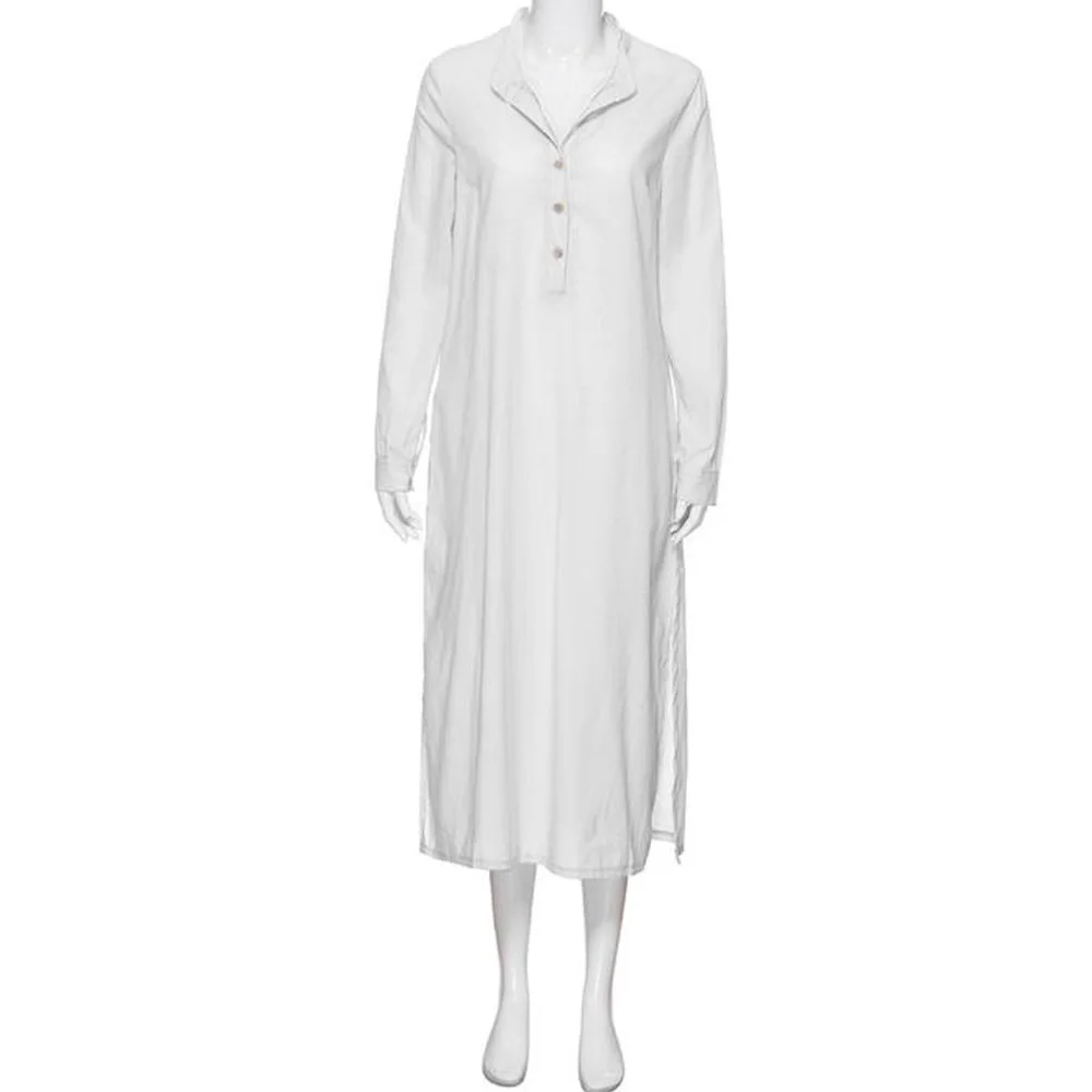 Женское длинное платье-блуза размера плюс повседневное однобортное свободное