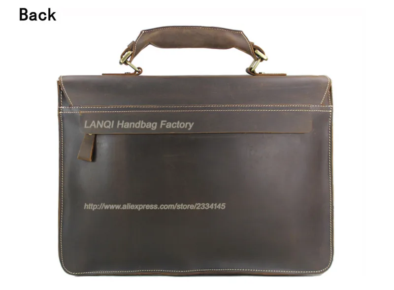 Vintage Portfolio Genuine Leather Men Briefcase 15.6