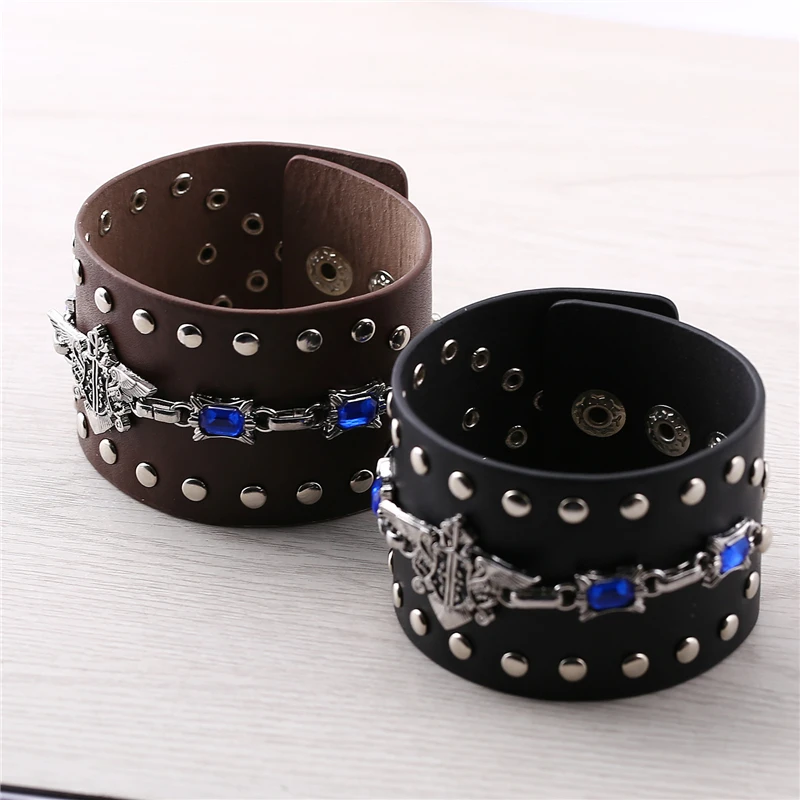 

J store Cosplay Jewelry Black Butler Punk Leather Bracelet Black Brown Friendship Bracelets Bangles for Boyfriend Gift Pulseira