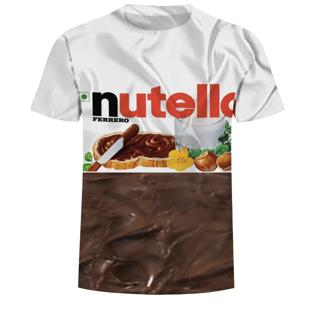 Летняя мода для женщин/мужчин 3d футболка nutella пародия забавная Реалистичная еда Шоколадный Соус harajuku еда Футболка Мужская - Цвет: 010