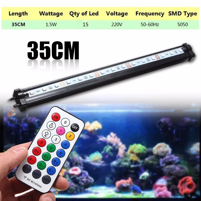 35CM Водонепроницаемый 25 см/35 см/45 см/55 см RGB светодиодный подводный светильник 5050SMD погружной светодиодный светильник для аквариума светильник будут проходить воздушные пузырьки пульт дистанционного управления - Испускаемый цвет: 35CM