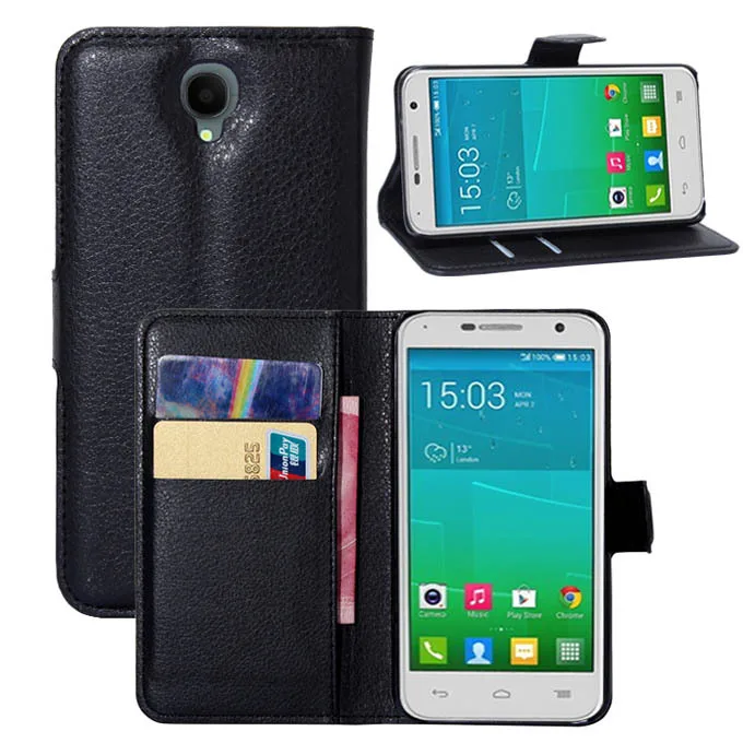 Модный кожаный чехол кошелек с личи для Alcatel One Touch Idol 2 OT6037K защитный флип телефона