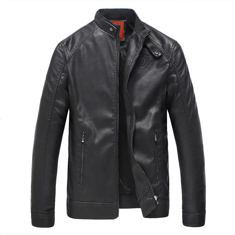 Модная мужская кожаная куртка мотоциклетная одежда ветрозащитное пальто