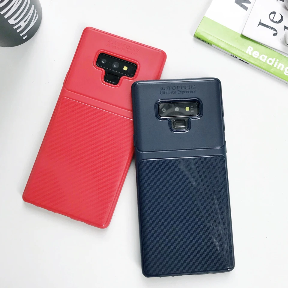 Матовая ТПУ Броня углеродного волокна чехол для телефона samsung Galaxy Note 9 8 S9 S8 S7 край