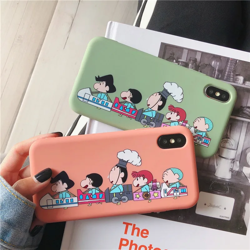 Супер милый мультфильм Crayon Shin-chan мягкая оболочка розовый зеленый чехол для