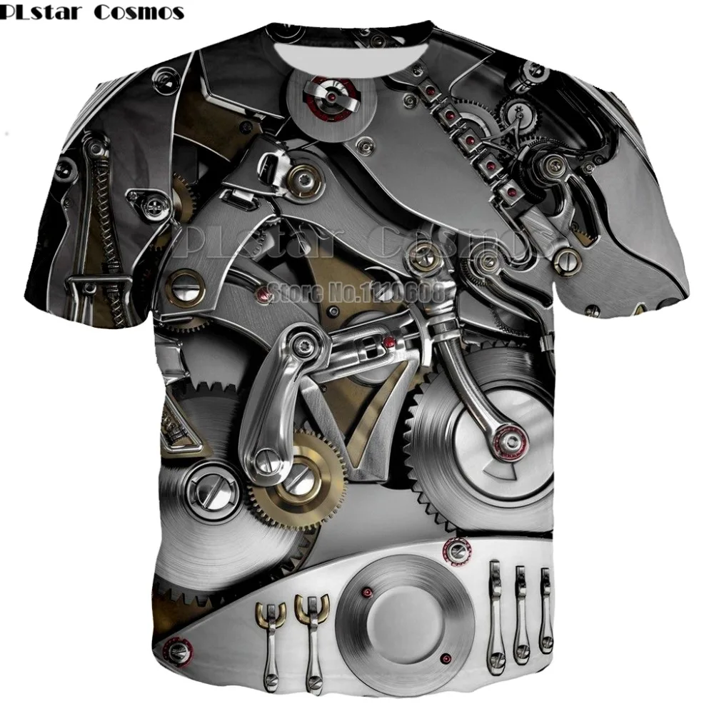 

Mechanical T-shirts Men/Women Summer Tops Tees Print golden 3d T shirt Men Fashion Tshirts Plus dropship