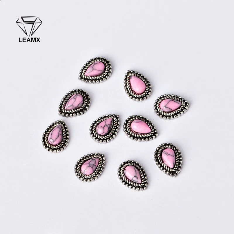 LEAMX 10 шт./пакет 3D Nail Art украшения металла капли воды Matt Nails маникюра декоративные Шарм Сплав Nail наклейки 8 цветов