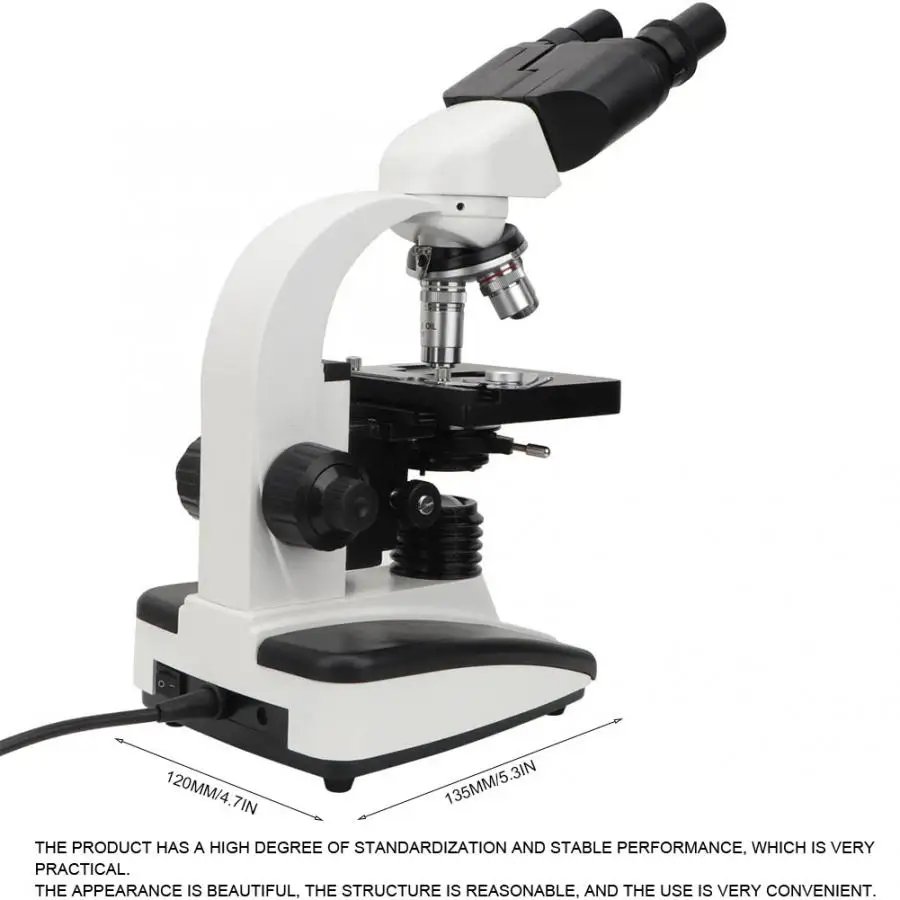 

Binocular Compound Microscope 40X-1600X Brightfield with Abbe Condenser Double-Layer Stage microscopio