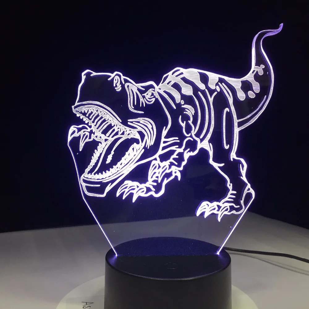 Динозавр 3D светодиодный светильник Ночной свет Новинка Иллюзия с USB кабель как