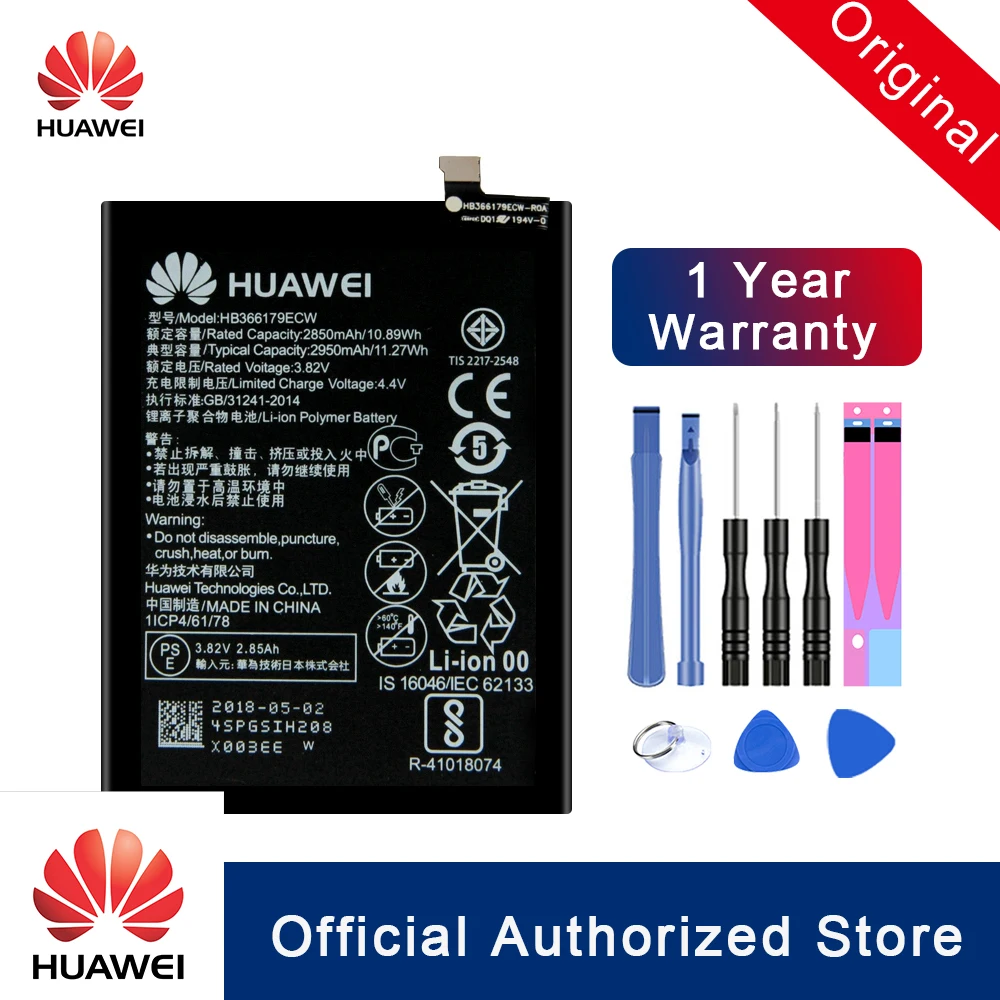 HuaWei 100% оригинальный для Huawei Nova 2 Сменный аккумулятор телефона HB366179ECW стандартная