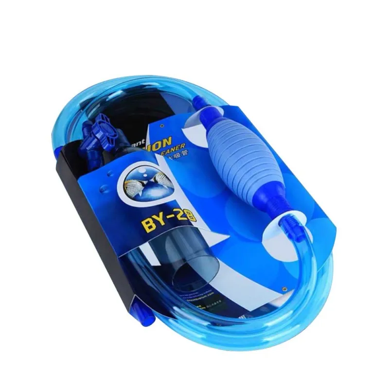 Синий Aquarium Gravel Vacuum Cleaner Tool Siphon Fish Tank Washing Sand Changing Water Semi-automatic Filter Aquario Aquarium Cleaner - Цвет: Синий