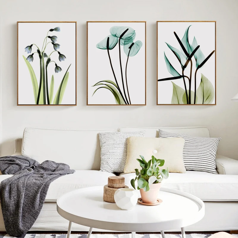 Элегантная поэзия современный минималистичный синий прозрачный цветок холст