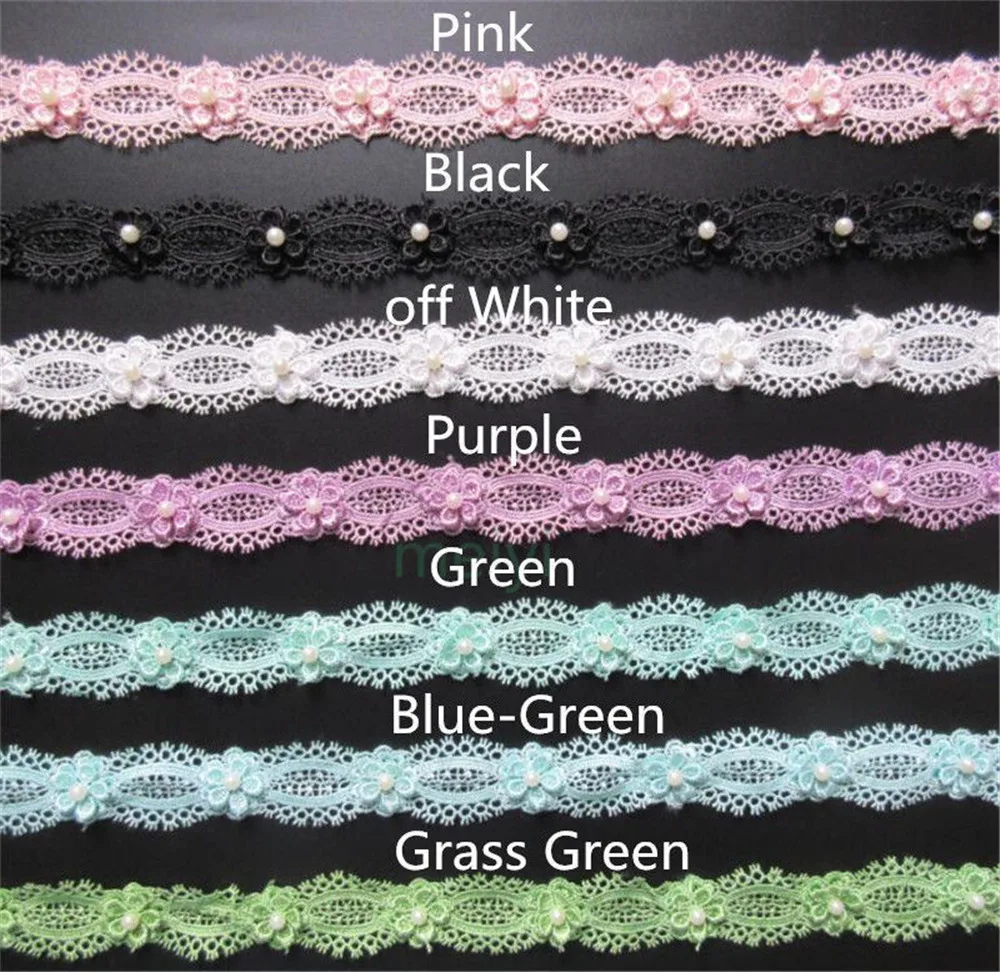 1 Meter 3cm Polyester Pearl Eyelash Lace Edge Trim Ribbon Fabric Embroidered Applique Sewing Craft Crochet Wedding Dress Clothes | Дом и сад