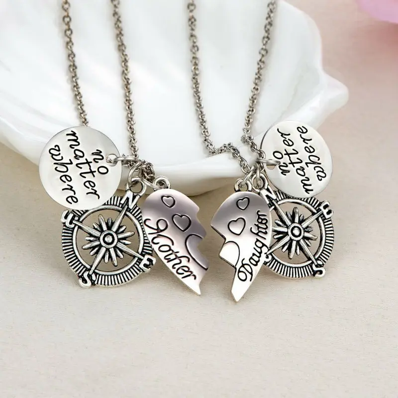 Ожерелье с подвеской в виде сердца компасом для матери и дочери ювелирные